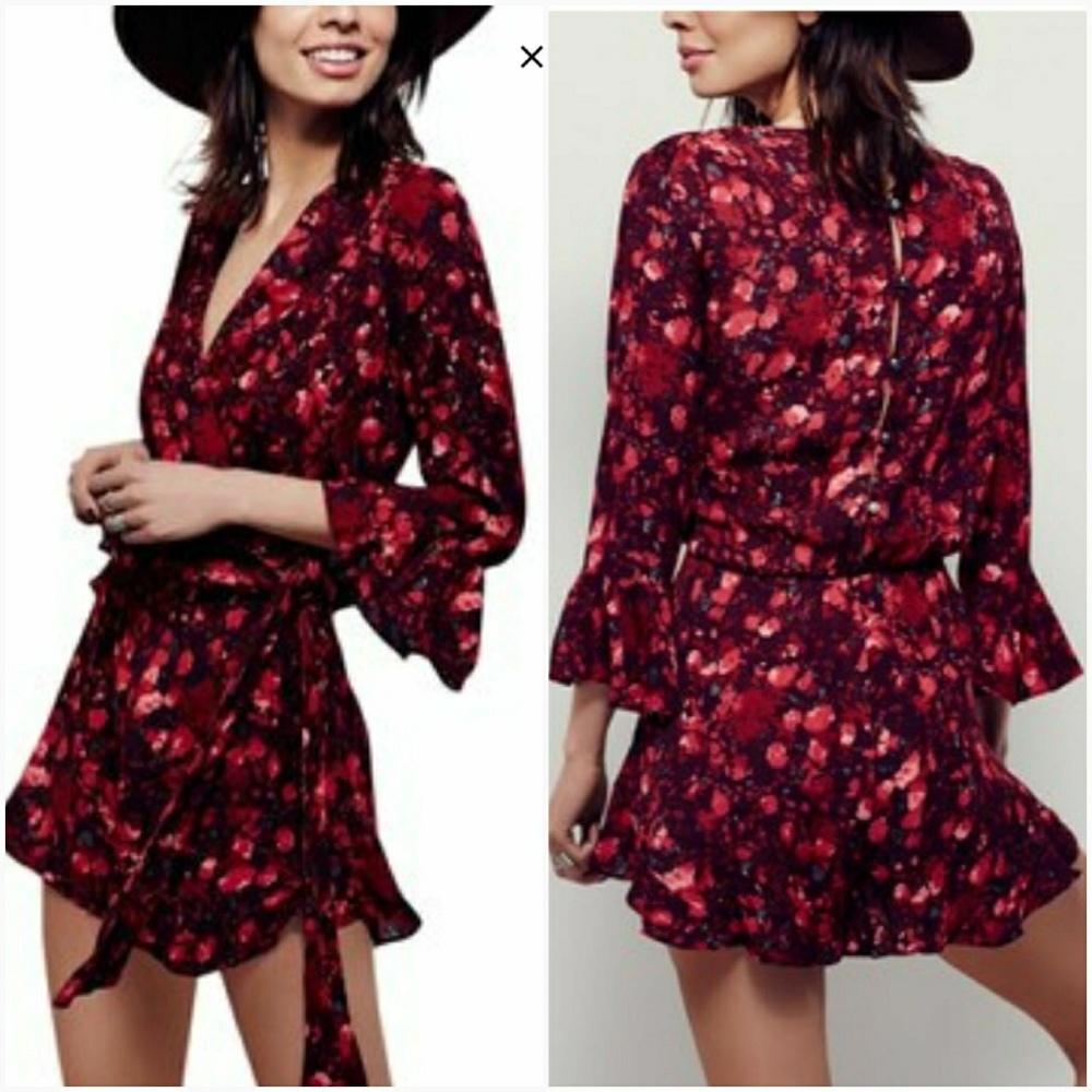Free People Floral Wrap Romper